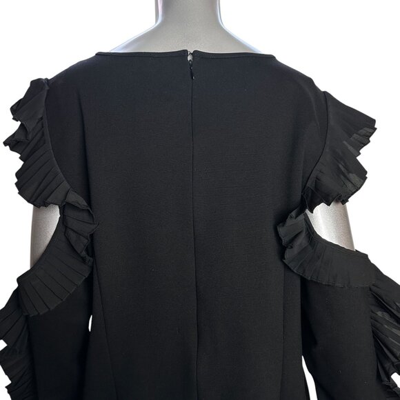 Eloquii Black Ruffled Cold-Shoulder Long Sleeve Dress Size 24 - Picture 5 of 10